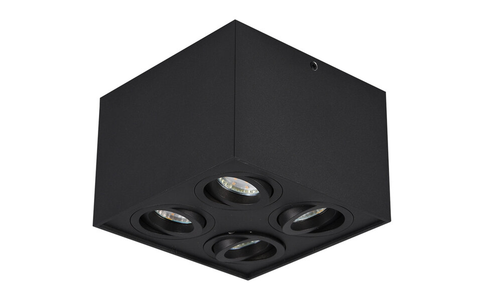 HLW LED LED Plafondspot - Trion Bisqy - GU10 Fitting - 4-lichts - Vierkant - Mat Zwart - Aluminium