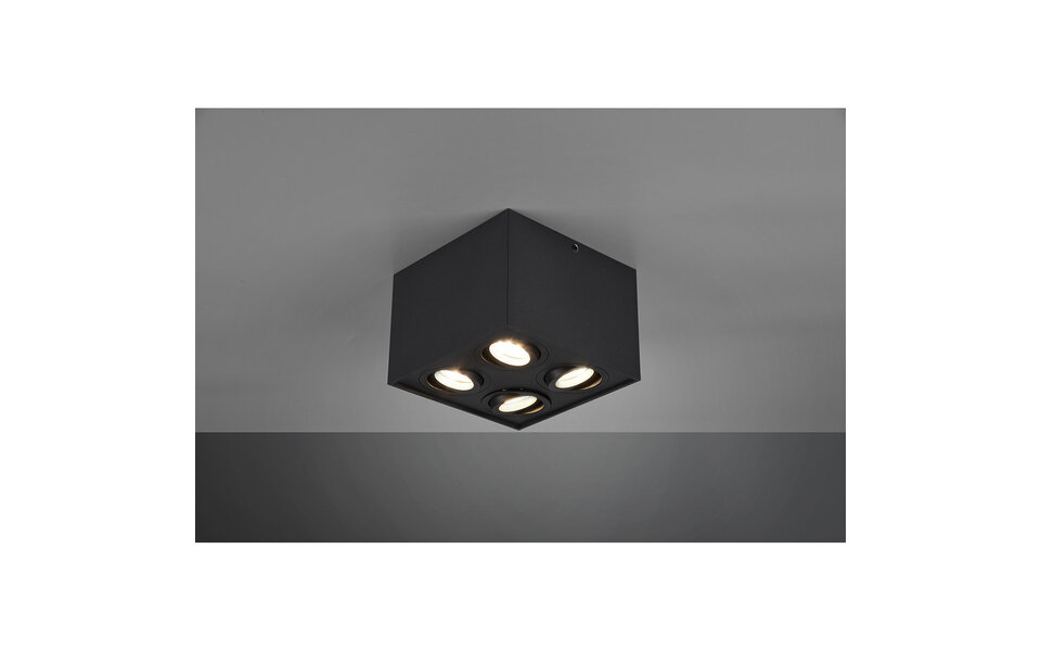 HLW LED LED Ceiling Spotlight - Trion Bisqy - GU10 Fitting - 4 Lights - Square - Matte Black - Aluminum HLW LED LED Ceiling Spotlight - Trion Bisqy - GU10 Fitting - 4 Lights - Square - Matte Black - Aluminum