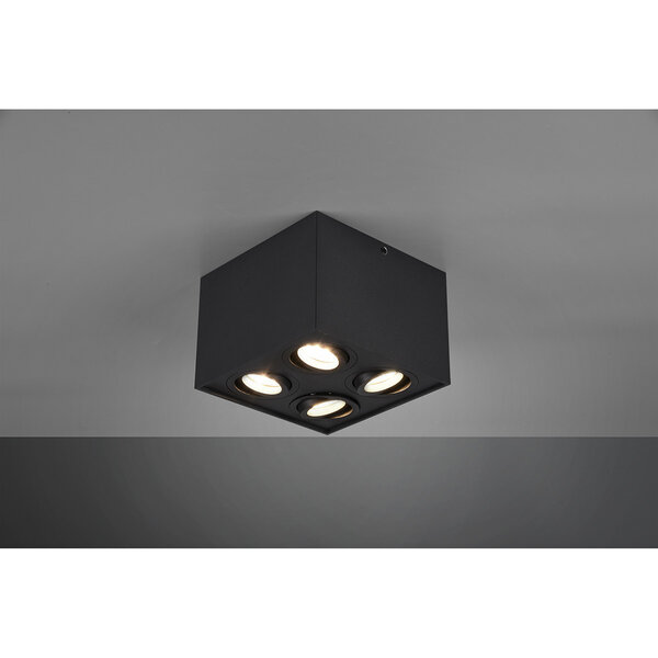 HLW LED LED Plafondspot - Trion Bisqy - GU10 Fitting - 4-lichts - Vierkant - Mat Zwart - Aluminium HLW LED LED Plafondspot - Trion Bisqy - GU10 Fitting - 4-lichts - Vierkant - Mat Zwart - Aluminium