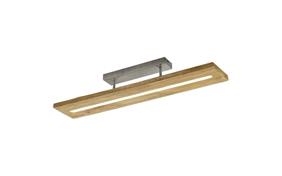 HLW LED LED Ceiling Lamp - Trion Brida - 27W - Warm White 3000K - 1-light - Dimmable - Rectangular - Matte Brown - Natural Wood