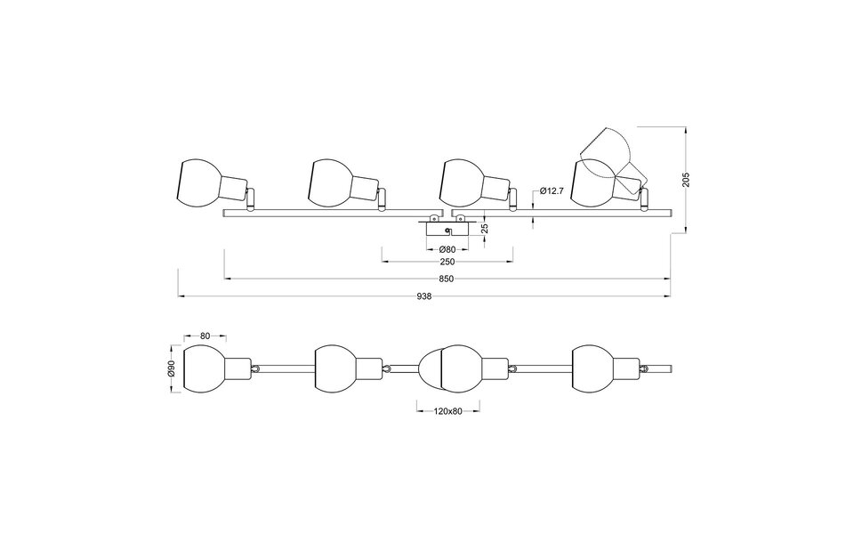 HLW LED LED Plafondspot - Trion Brista - E14 Fitting - 4-lichts - Rond - Glans Chroom - Aluminium