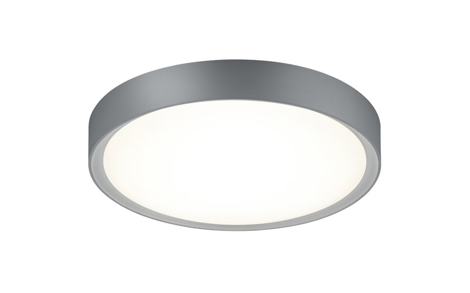 HLW LED LED Ceiling Light - Bathroom Light - Trion Clirno - 18W - Warm White 3000K - Splashproof IP44 - Surface Mounted Round - Matte Titanium - Plastic