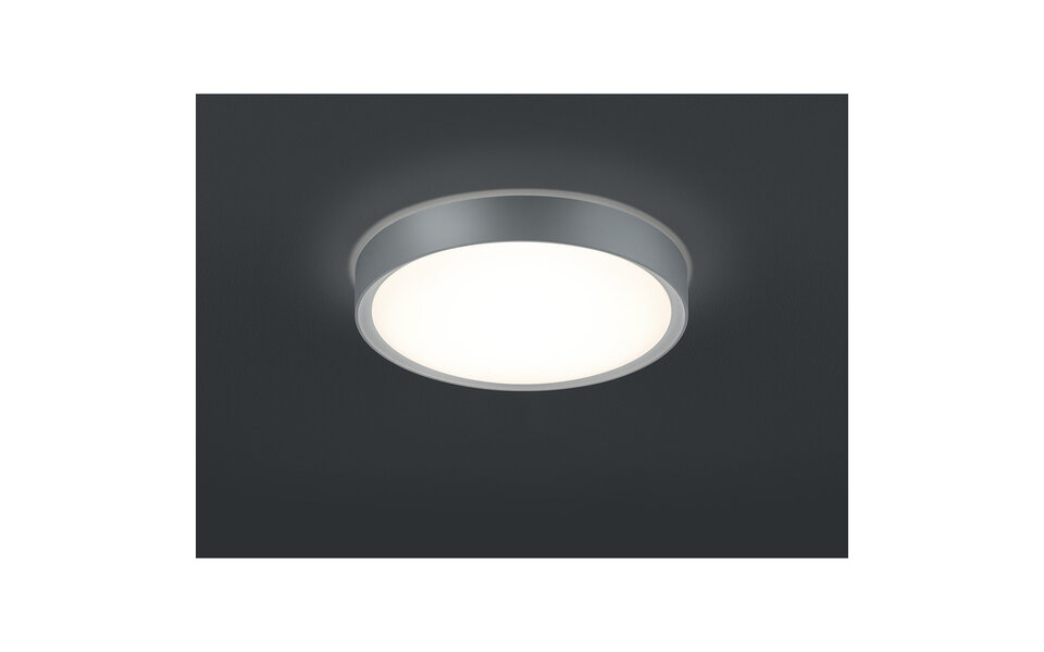 HLW LED LED Plafondlamp - Badkamerlamp - Trion Clirno - 18W - Warm Wit 3000K - Spatwaterdicht IP44 - Opbouw Rond - Mat Titaan - Kunststof