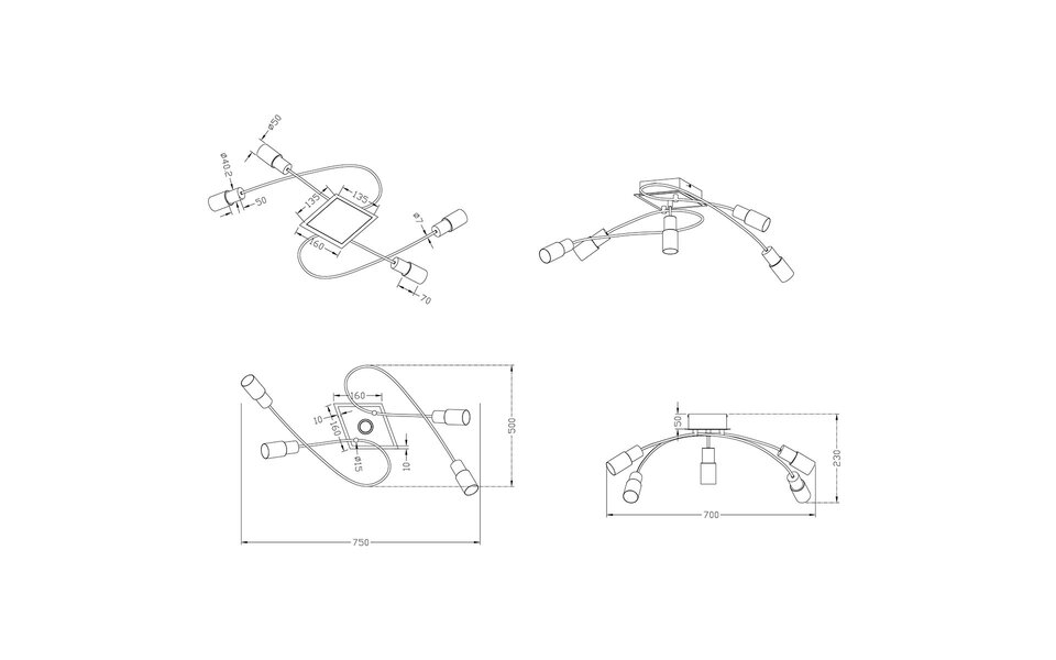 HLW LED LED Ceiling Light - Trion Clupo - 20W - Warm White 3000K - Rectangular - Matte Chrome - Aluminum - OSRAM LEDs