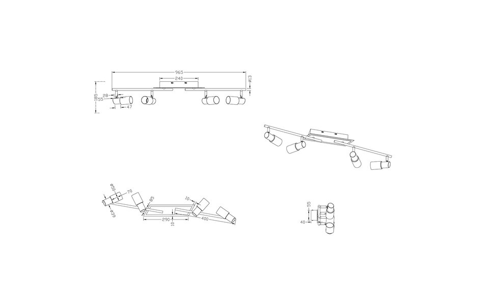 HLW LED LED Plafondspot - Trion Clupo - 16W - Warm Wit 3000K - 4-lichts - Rechthoek - Mat Chroom - Aluminium - OSRAM LEDs