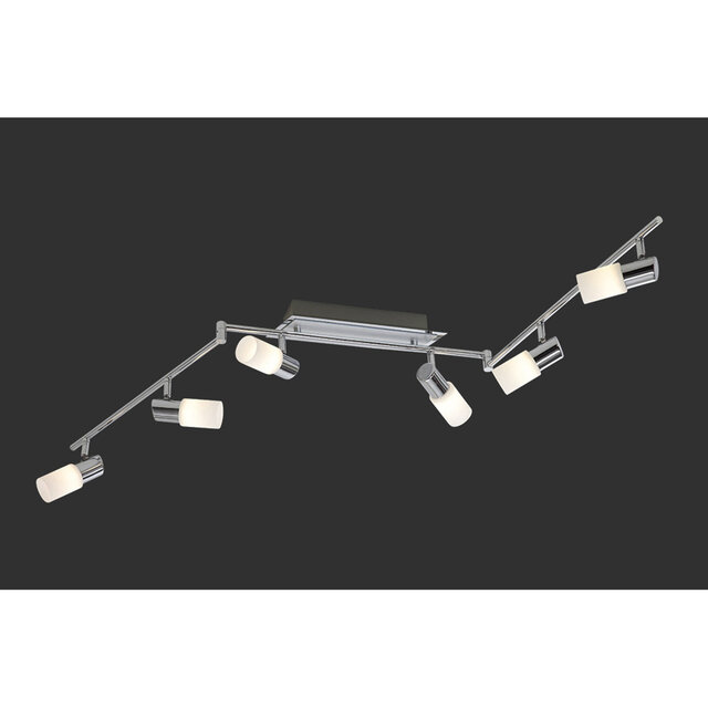 HLW LED LED Ceiling Spotlight - Trion Clupo - 24W - Warm White 3000K - 6-light - Rectangular - Matte Chrome - Aluminum - OSRAM LEDs