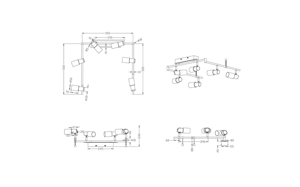 HLW LED LED Plafondspot - Trion Clupo - 24W - Warm Wit 3000K - 6-lichts - Rechthoek - Mat Chroom - Aluminium - OSRAM LEDs HLW LED LED Plafondspot - Trion Clupo - 24W - Warm Wit 3000K - 6-lichts - Rechthoek - Mat Chroom - Aluminium - OSRAM LEDs