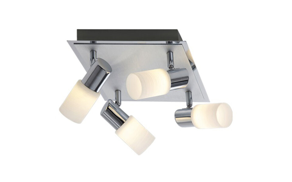 HLW LED LED Ceiling Spotlight - Trion Clupo - 16W - Warm White 3000K - 4-light - Square - Matte Chrome - Aluminum - OSRAM LEDs