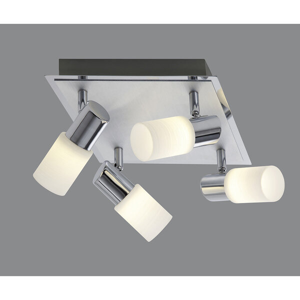 HLW LED LED Plafondspot - Trion Clupo - 16W - Warm Wit 3000K - 4-lichts - Vierkant - Mat Chroom - Aluminium - OSRAM LEDs