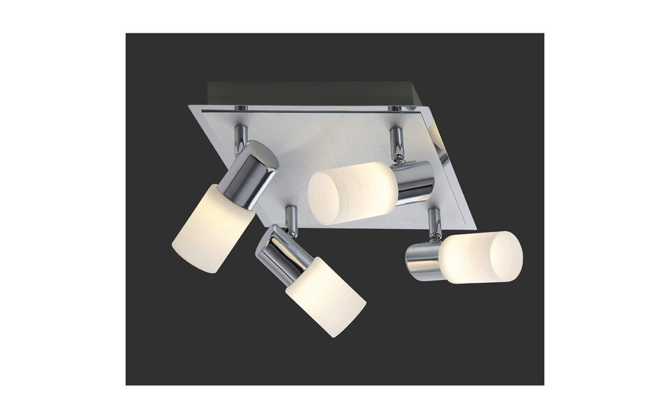 HLW LED LED Ceiling Spotlight - Trion Clupo - 16W - Warm White 3000K - 4-light - Square - Matte Chrome - Aluminum - OSRAM LEDs
