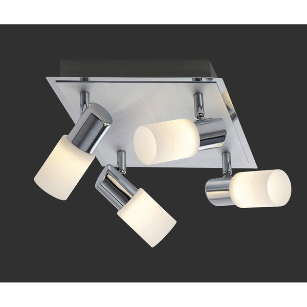 HLW LED LED Plafondspot - Trion Clupo - 16W - Warm Wit 3000K - 4-lichts - Vierkant - Mat Chroom - Aluminium - OSRAM LEDs