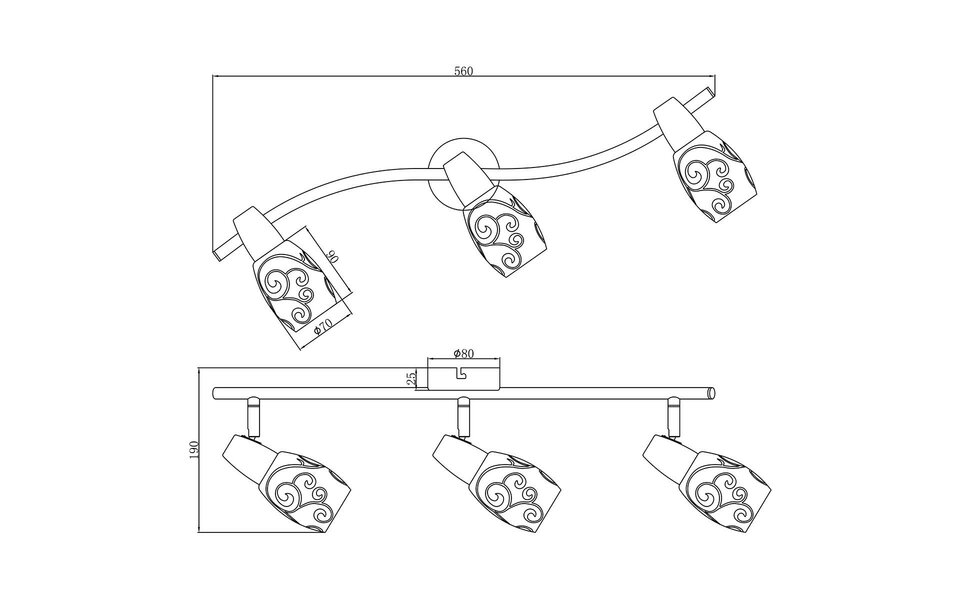 HLW LED LED Ceiling Spotlight - Ceiling Lighting - Trion Kalora - E14 Fitting - 3-light - Rectangular - Matte Nickel - Aluminum