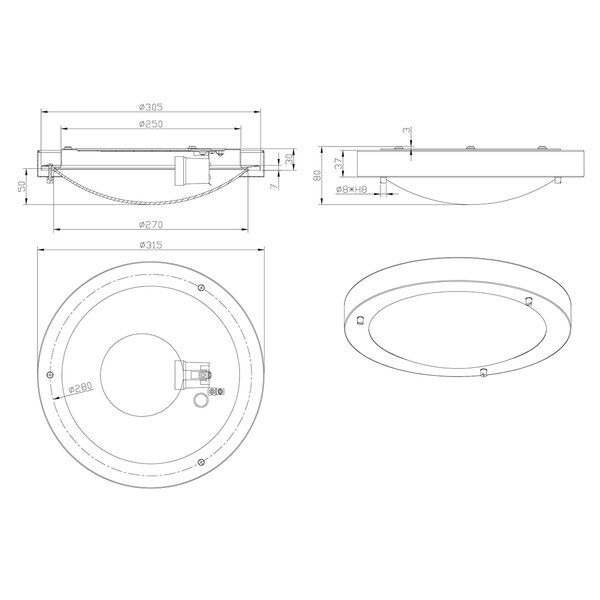HLW LED LED Plafondlamp - Badkamerlamp - Trion Condi - Opbouw Rond - Spatwaterdicht IP44 - E27 Fitting - Mat Wit Aluminium - Ø310mm HLW LED LED Plafondlamp - Badkamerlamp - Trion Condi - Opbouw Rond - Spatwaterdicht IP44 - E27 Fitting - Mat Wit Aluminium - Ø310mm