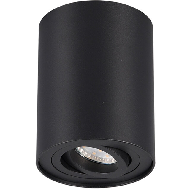 Mat zwarte draaibare LED plafondlamp met GU10 fitting tot 35W voor gerichte verlichting