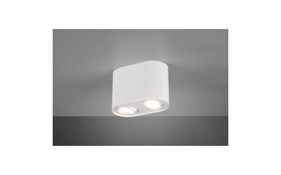 HLW LED LED Ceiling Lamp - Ceiling Lighting - Trion Cosmin - GU10 Fitting - 2-light - Rectangular - Matte White - Aluminum