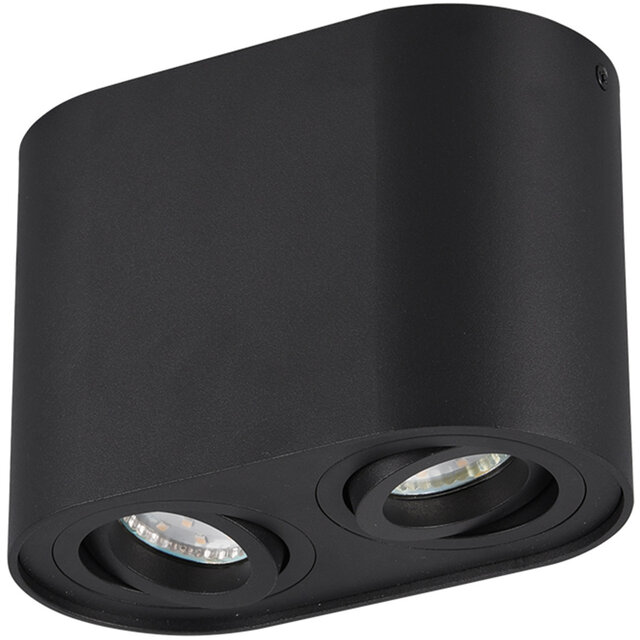 Mat zwarte LED plafondlamp met twee GU10 fittingen en maximaal 35W vermogen