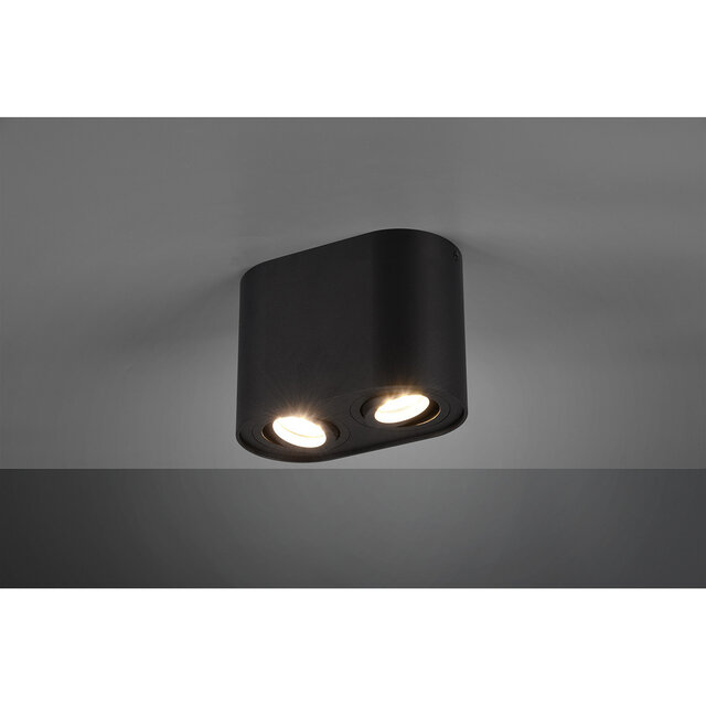 HLW LED LED Ceiling Lamp - Ceiling Lighting - Trion Cosmin - GU10 Fitting - 2-light - Rectangular - Matte Black - Aluminum