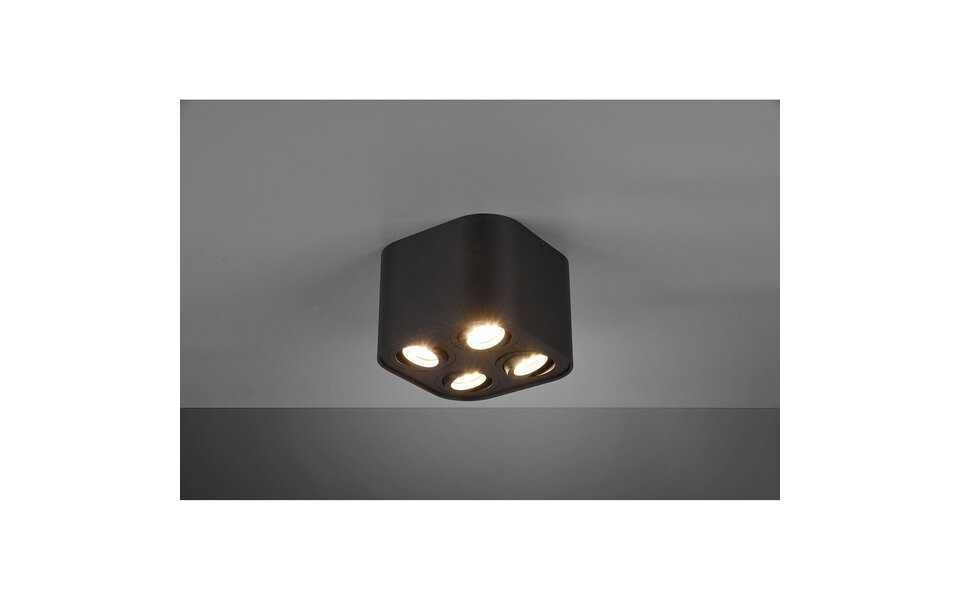 HLW LED LED Ceiling Light - Ceiling Lighting - Trion Cosmin - GU10 Fitting - 4 Lights - Square - Matte Black - Aluminum HLW LED LED Ceiling Light - Ceiling Lighting - Trion Cosmin - GU10 Fitting - 4 Lights - Square - Matte Black - Aluminum