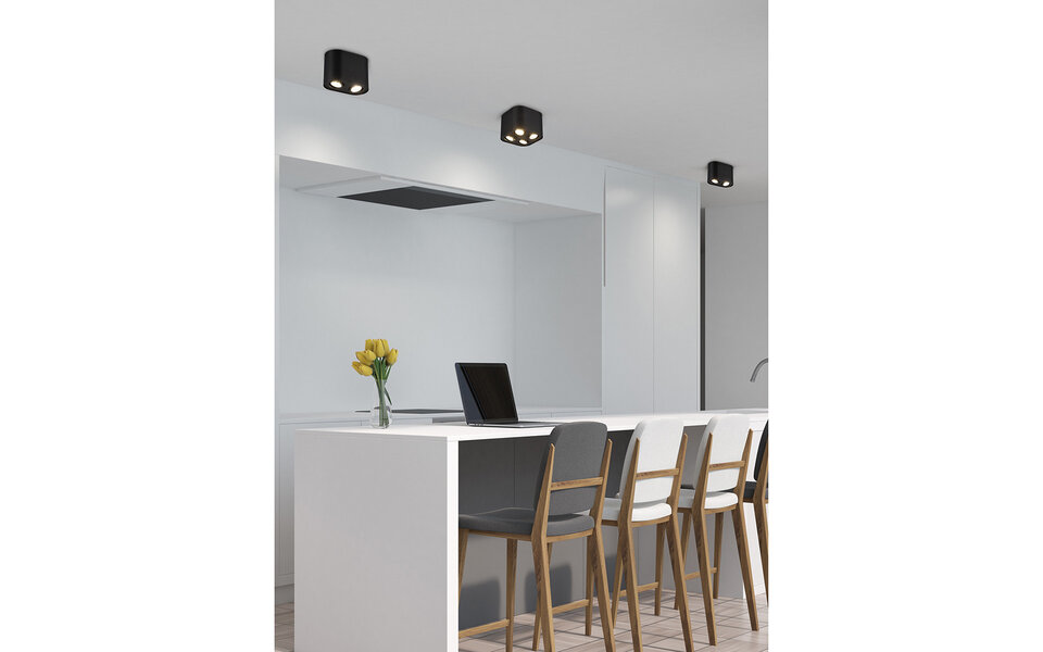 HLW LED LED Plafondlamp - Plafondverlichting - Trion Cosmin - GU10 Fitting - 4-lichts - Vierkant - Mat Zwart - Aluminium