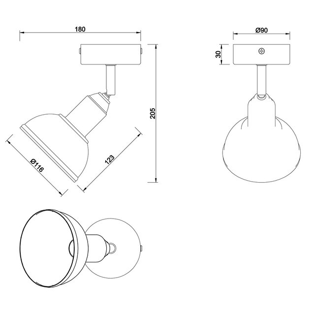 HLW LED LED Wandspot - Trion Delvira - E14 Fitting - 1-lichts - Rond - Antiek Nikkel - Aluminium