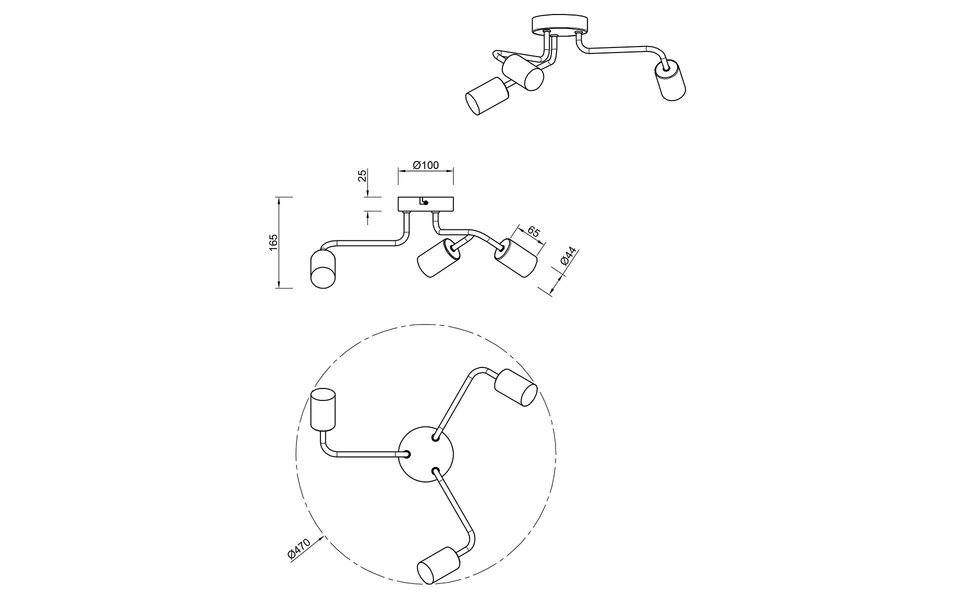 HLW LED LED Plafondlamp - Trion Dolla - E27 Fitting - 3-lichts - Rond - Mat Wit - Aluminium
