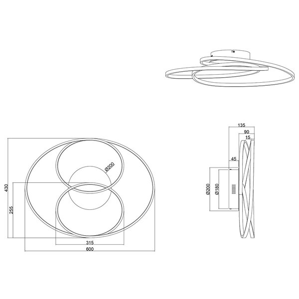 HLW LED LED Plafondlamp - Trion Gilo - 38W - Warm Wit 3000K - Dimbaar - Rond - Mat Nikkel - Aluminium HLW LED LED Plafondlamp - Trion Gilo - 38W - Warm Wit 3000K - Dimbaar - Rond - Mat Nikkel - Aluminium