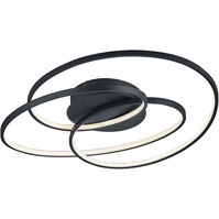 Trion Gilo LED ceiling light matte black 38W dimmable 3850lm