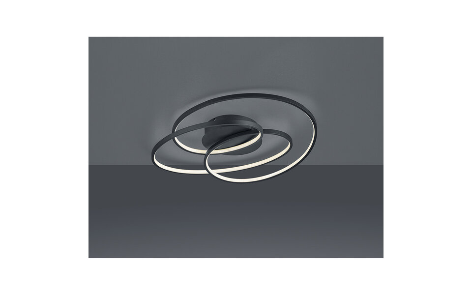 HLW LED LED Ceiling Light - Trion Gilo - 38W - Warm White 3000K - Dimmable - Round - Matte Black - Aluminum