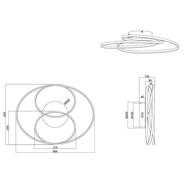 HLW LED LED Ceiling Light - Trion Gilo - 38W - Warm White 3000K - Dimmable - Round - Matte Black - Aluminum