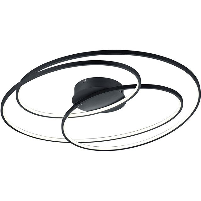 Trion Gilo LED plafondlamp Ø80cm mat zwart 50W 3000K Verlichting per ruimte