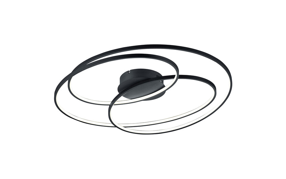 HLW LED LED Plafondlamp - Trion Gilo - 50W - Warm Wit 3000K - Dimbaar - Rond - Mat Zwart - Aluminium