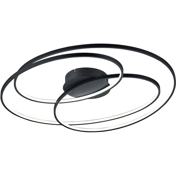 HLW LED LED Plafondlamp - Trion Gilo - 50W - Warm Wit 3000K - Dimbaar - Rond - Mat Zwart - Aluminium HLW LED LED Plafondlamp - Trion Gilo - 50W - Warm Wit 3000K - Dimbaar - Rond - Mat Zwart - Aluminium