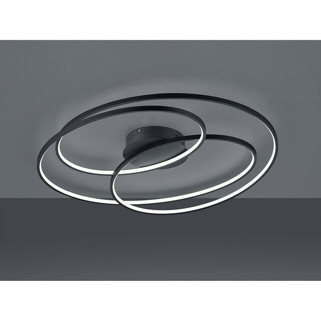 ronde mat zwarte LED plafondlamp 80 cm 50W warm wit licht 3000K dimbaar