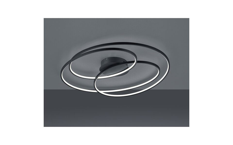 HLW LED LED Plafondlamp - Trion Gilo - 50W - Warm Wit 3000K - Dimbaar - Rond - Mat Zwart - Aluminium