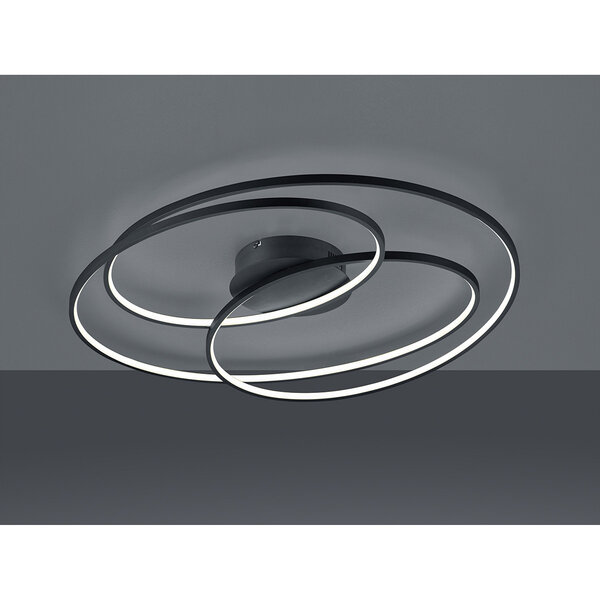 HLW LED LED Plafondlamp - Trion Gilo - 50W - Warm Wit 3000K - Dimbaar - Rond - Mat Zwart - Aluminium HLW LED LED Plafondlamp - Trion Gilo - 50W - Warm Wit 3000K - Dimbaar - Rond - Mat Zwart - Aluminium