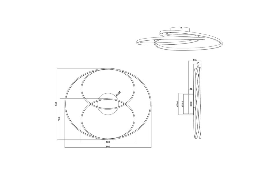 HLW LED LED Plafondlamp - Trion Gilo - 50W - Warm Wit 3000K - Dimbaar - Rond - Mat Zwart - Aluminium