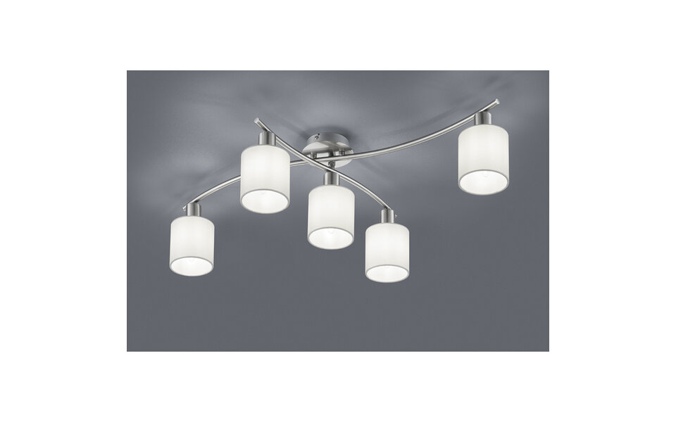 HLW LED LED Plafondlamp - Trion Gorino - E14 Fitting - 5-lichts - Rond - Mat Wit - Aluminium