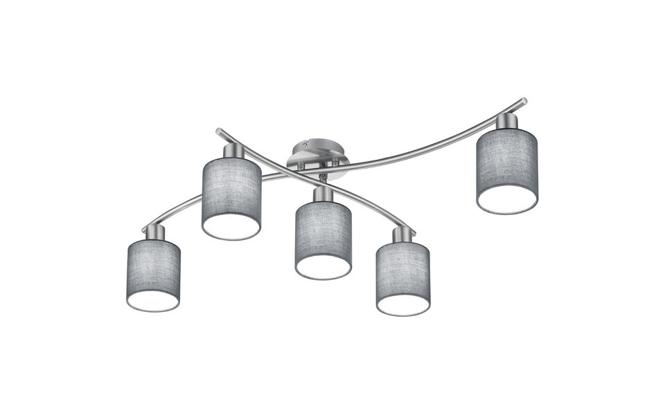 HLW LED LED Plafondlamp - Trion Gorino - E14 Fitting - 5-lichts - Rond - Mat Grijs - Aluminium