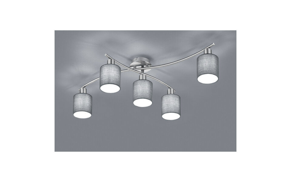 HLW LED LED Ceiling Light - Trion Gorino - E14 Fitting - 5 Lights - Round - Matte Gray - Aluminum