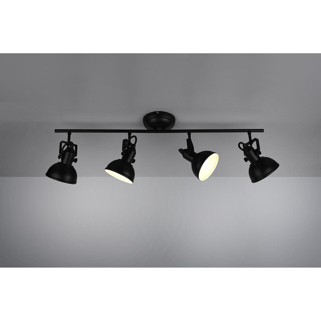 HLW LED LED Plafondspot - Trion Gini - E14 Fitting - 4-lichts - Rechthoek - Mat Zwart - Aluminium