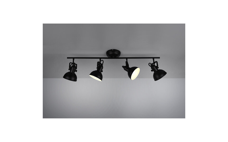 HLW LED LED Plafondspot - Trion Gini - E14 Fitting - 4-lichts - Rechthoek - Mat Zwart - Aluminium