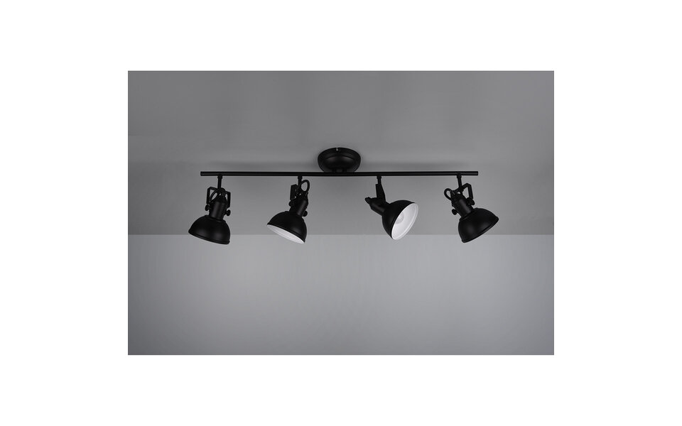 HLW LED LED Ceiling Spotlight - Trion Gini - E14 Fitting - 4 Lights - Rectangular - Matte Black - Aluminum