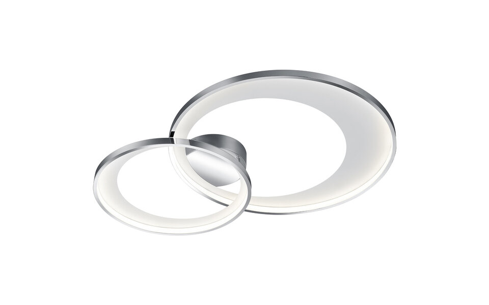 HLW LED LED Ceiling Light - Trion Granity - 36W - Warm White 3000K - Dimmable - Oval - Matte Chrome - Aluminum
