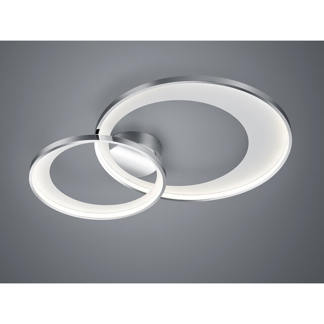 HLW LED LED Ceiling Light - Trion Granity - 36W - Warm White 3000K - Dimmable - Oval - Matte Chrome - Aluminum