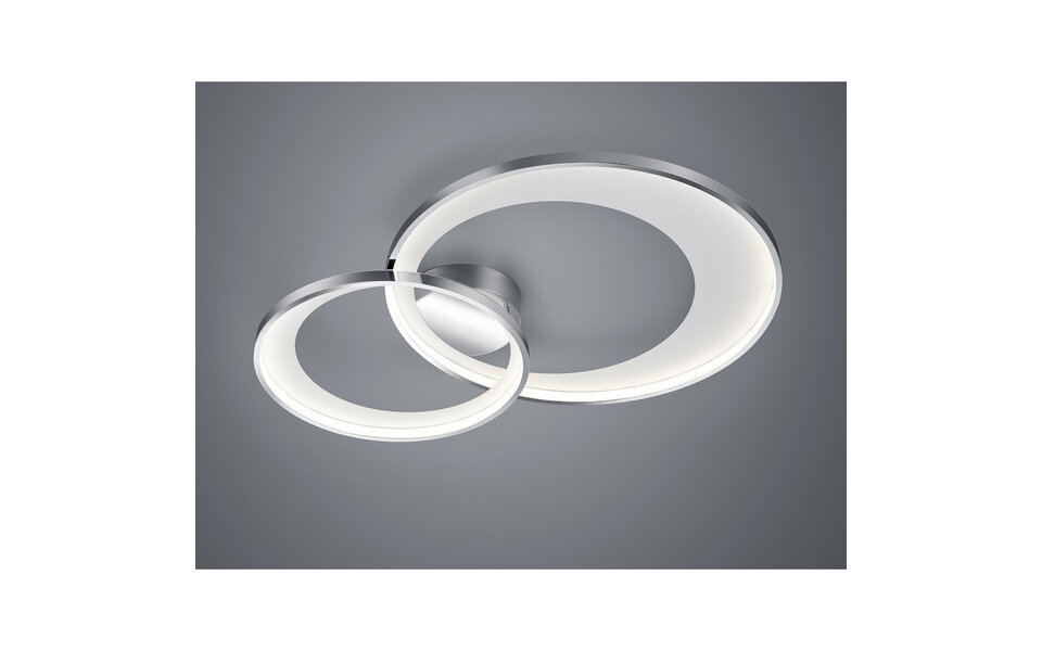 HLW LED LED Plafondlamp - Trion Granity - 36W - Warm Wit 3000K - Dimbaar - Ovaal - Mat Chroom - Aluminium