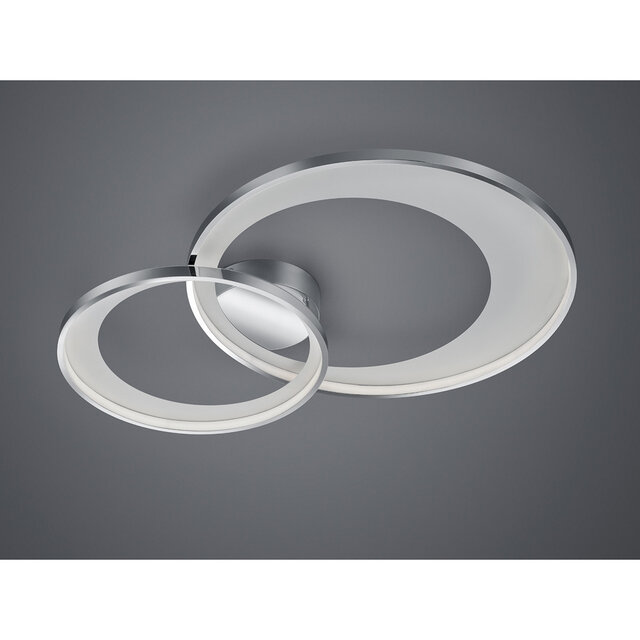 HLW LED LED Plafondlamp - Trion Granity - 36W - Warm Wit 3000K - Dimbaar - Ovaal - Mat Chroom - Aluminium
