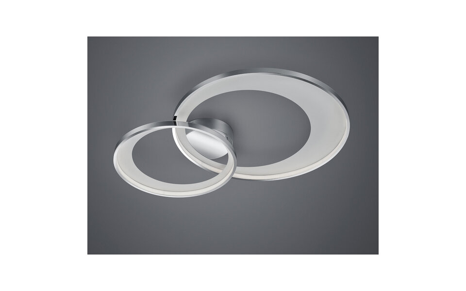 HLW LED LED Ceiling Light - Trion Granity - 36W - Warm White 3000K - Dimmable - Oval - Matte Chrome - Aluminum