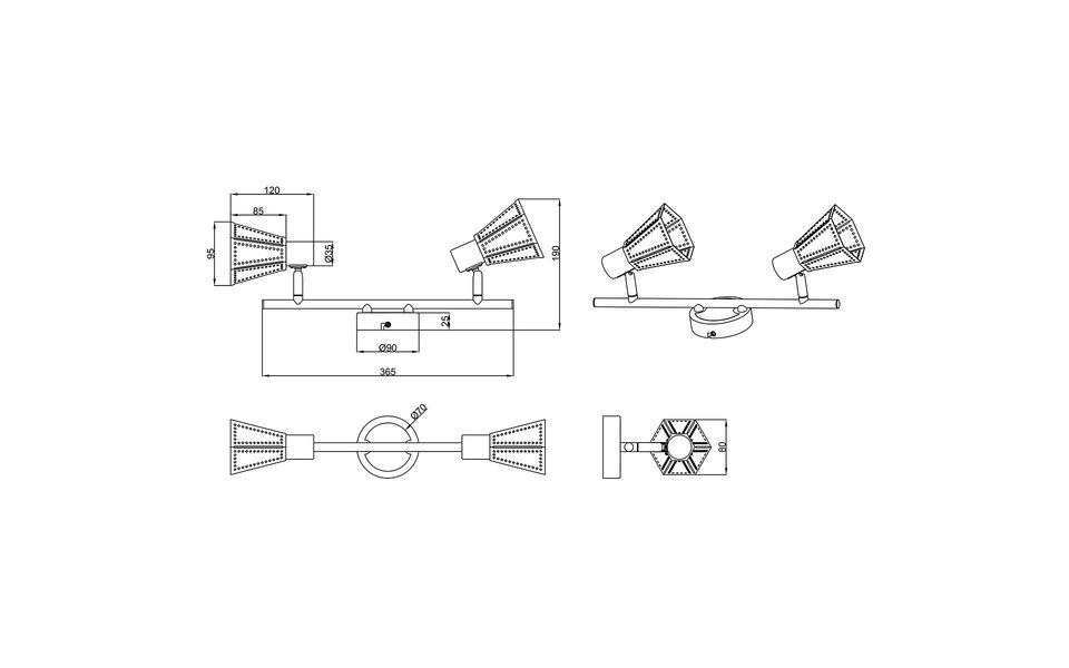 HLW LED LED Plafondspot - Plafondverlichting - Trion Holmino - E14 Fitting - 2-lichts - Rond - Mat Zwart - Aluminium HLW LED LED Plafondspot - Plafondverlichting - Trion Holmino - E14 Fitting - 2-lichts - Rond - Mat Zwart - Aluminium