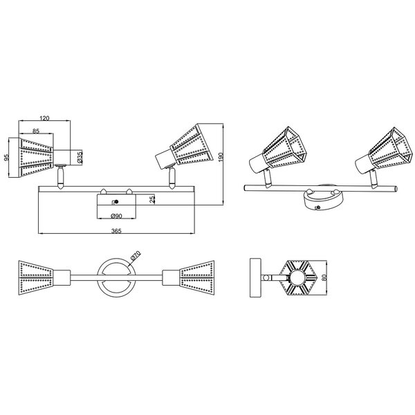 HLW LED LED Plafondspot - Plafondverlichting - Trion Holmino - E14 Fitting - 2-lichts - Rond - Mat Zwart - Aluminium HLW LED LED Plafondspot - Plafondverlichting - Trion Holmino - E14 Fitting - 2-lichts - Rond - Mat Zwart - Aluminium