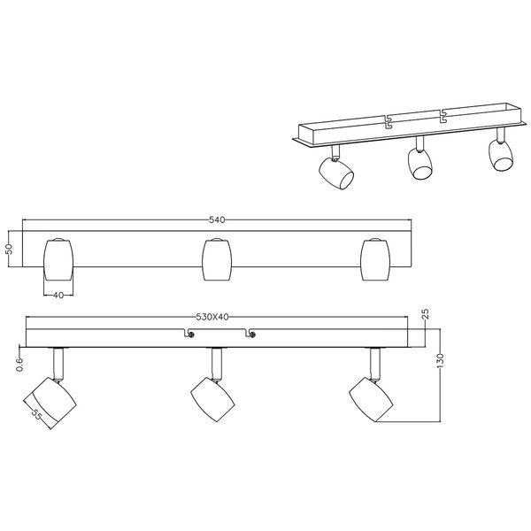 HLW LED LED Plafondspot - Trion Micko - GU10 Fitting - 3-lichts - Rechthoek - Mat Nikkel - Aluminium HLW LED LED Plafondspot - Trion Micko - GU10 Fitting - 3-lichts - Rechthoek - Mat Nikkel - Aluminium